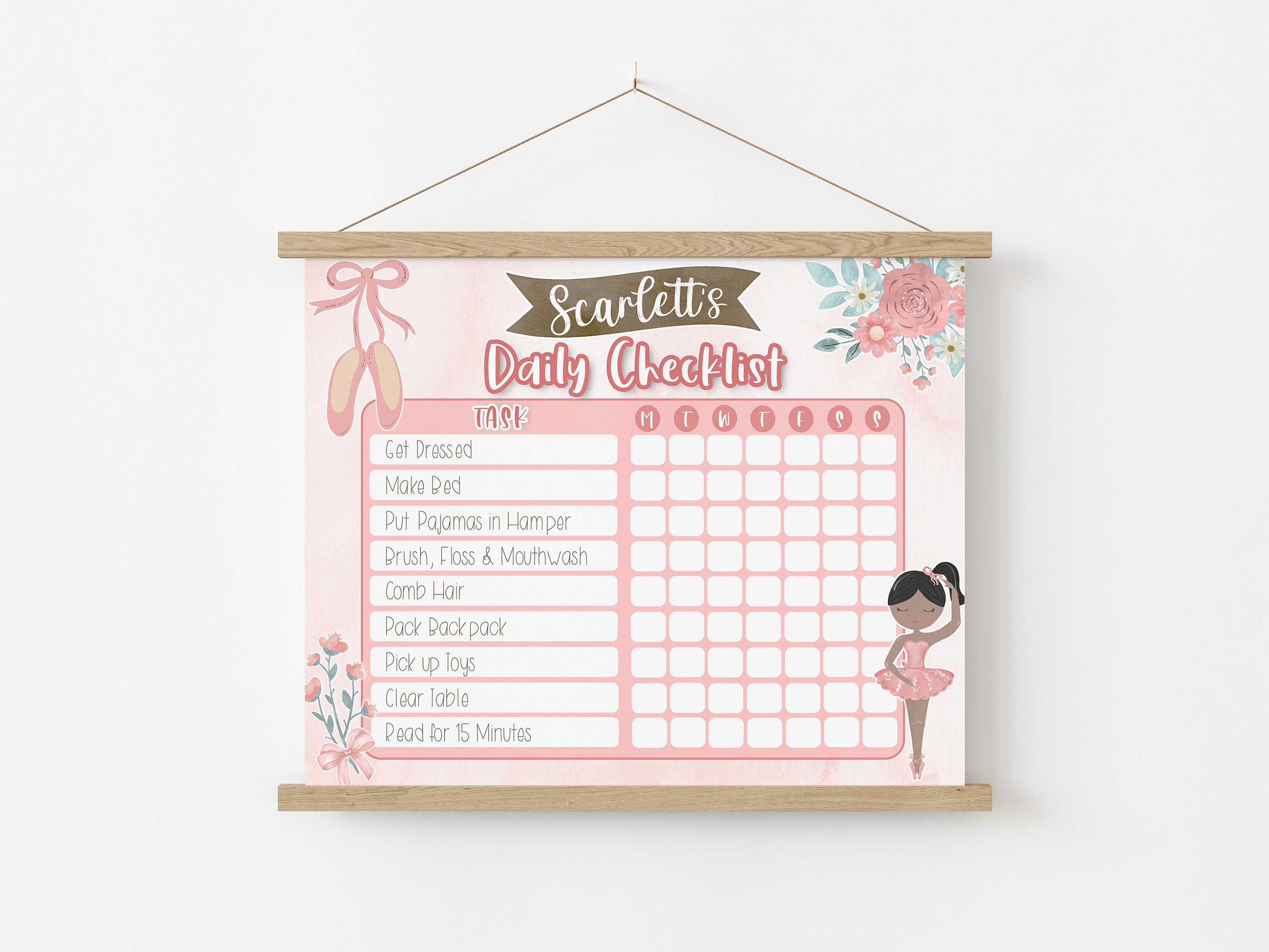 Personalized Kids' Chore Chart Checklist Template Black Ballerina ...