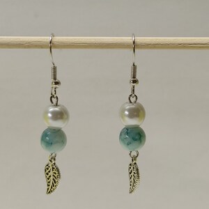 Beaded Earrings w/Leaf Charm