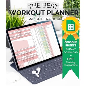 Viktminskningsspårare Träningsplanerare Kalkylblad Träningslogg Fitnessdagbok Spårare för goda vanor Google Sheets