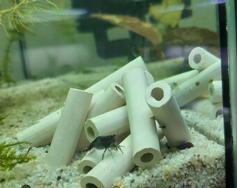 10 x clay tubes - mini shrimp cave hiding place decoration tube - nano aquarium TOP