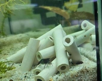 10 x Clay Tubes - Mini Shrimp Cave Hiding Place Decoration Tube - Nano Aquarium TOP