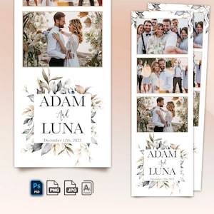 Boho Photo Strip Template, photo booth template, 2x6 photo booth strip, 100% editable
