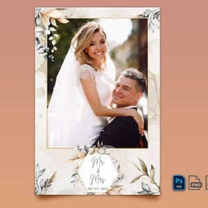 Photo booth template, 4x6 photo booth template, vintage boho wedding template