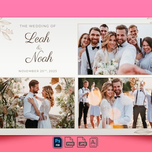 Minimalist Wedding Photo Booth Template, Minimalist wedding, Photo Booth Template, Simple wedding photo booth template, instant download PSD