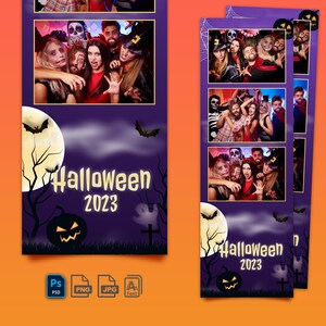Photo booth Template, Photo booth template for halloween, halloween 2023 photo booth design, halloween photo booth strip 2x6.