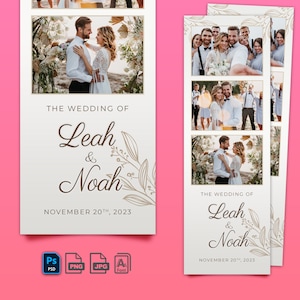 Minimalist Wedding Photo Booth Template 2x6, Minimalist wedding, Photo Booth Template, Simple wedding photo booth strip, instant download