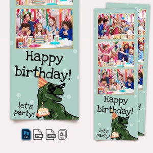 Dinosaur Photo Booth Template, Birthday Photo Booth Template, 2x6 Photo Booth Strip Template