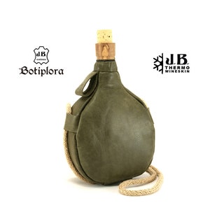 Botiplora Cantimplora Bota bolso Grönt Läder