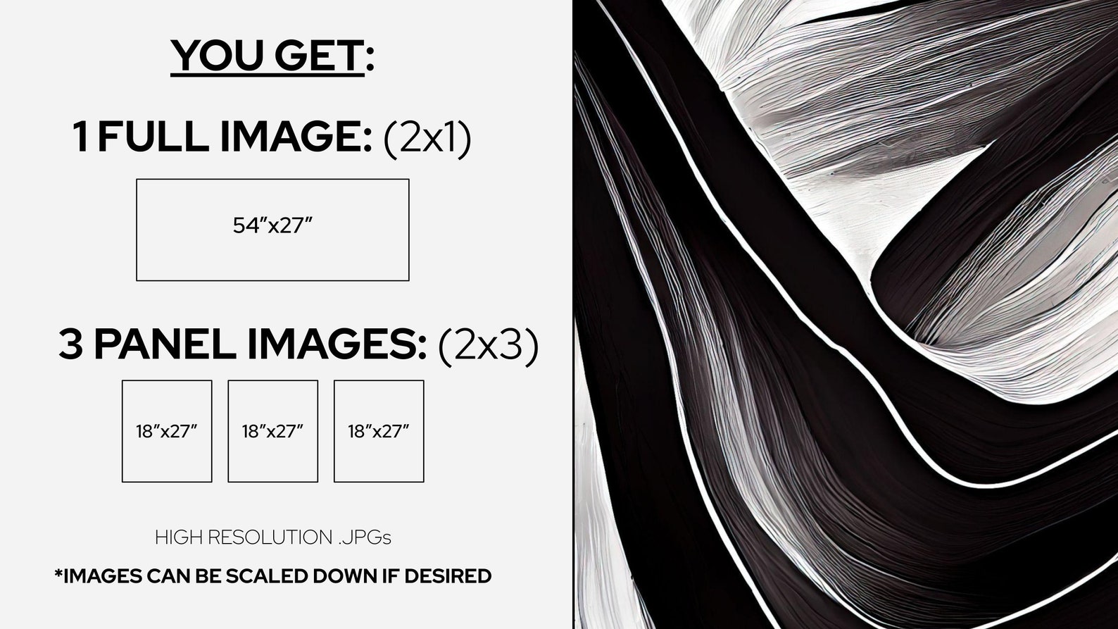 Black and White Painting Set of 3 AND Large Printable Wall - Etsy