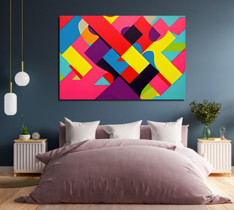 Pop Art Painting, Neon Pop Art, Colorful Living Room Print, Bright