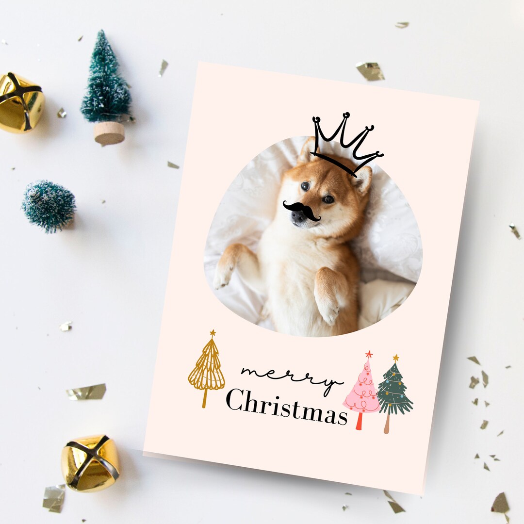 Editable Holiday Card Template, Pet Christmas Card Template, Family ...