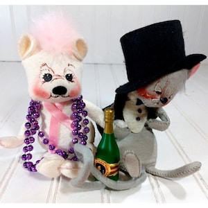 SET LOT 2 Annalee Dolls 7&quot; BCA Bride & Groom Mouse  Wedding