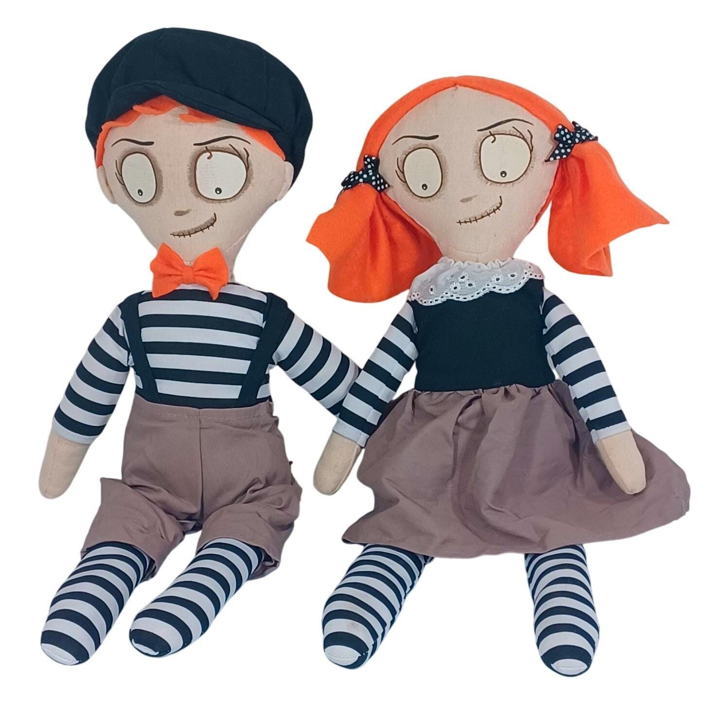 Set of 2 Debi Lilly Dastardly Dolls Zombie Children Rag Dolls Tim