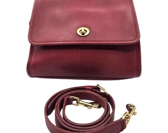 Vintage Coach Court Bag Satchel Red Brass Hardware #9870 With