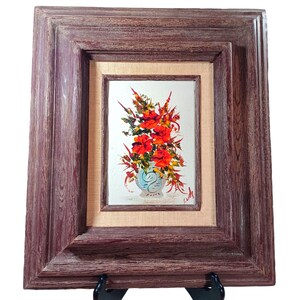 MCM Still Life Original Textured Oil Painting Roses Flowers Floral Arrangement Signed By Artist 1978