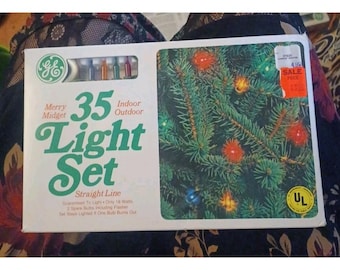 NEW GE Merry Midget 35 Light Set Vintage Christmas Multicolor String Lights Vtg