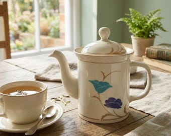 Dansk Tivoli Belles Fleurs La Tulipe Taupe Floral Porcelain Teapot Coffee Server