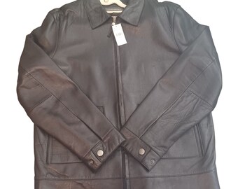 Large Vintage 90s Banana Republic Mid Length Leather Trench