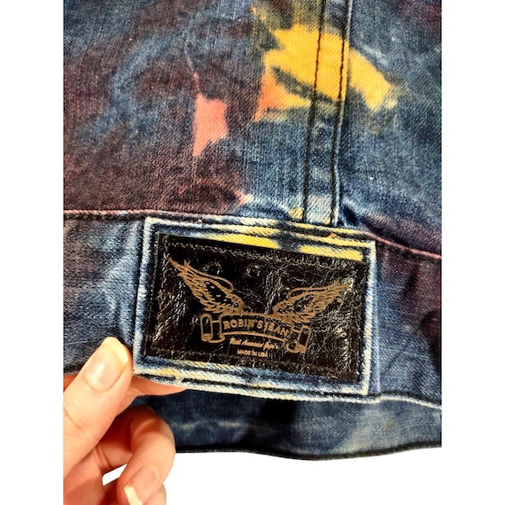 Robin's Jeans Tie Dye Embroidered Dark Wash Denim Vest Punk Biker