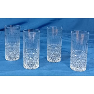 4 Mikasa Buckingham Cut Lead Crystal Diamond Highball Glasses Vintage Hoya Tumblers Barware