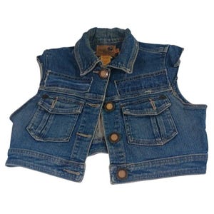 Apple Bottom Vintage Y2K Women&#39;s Medium M Denim Vest Cropped Top Bolero
