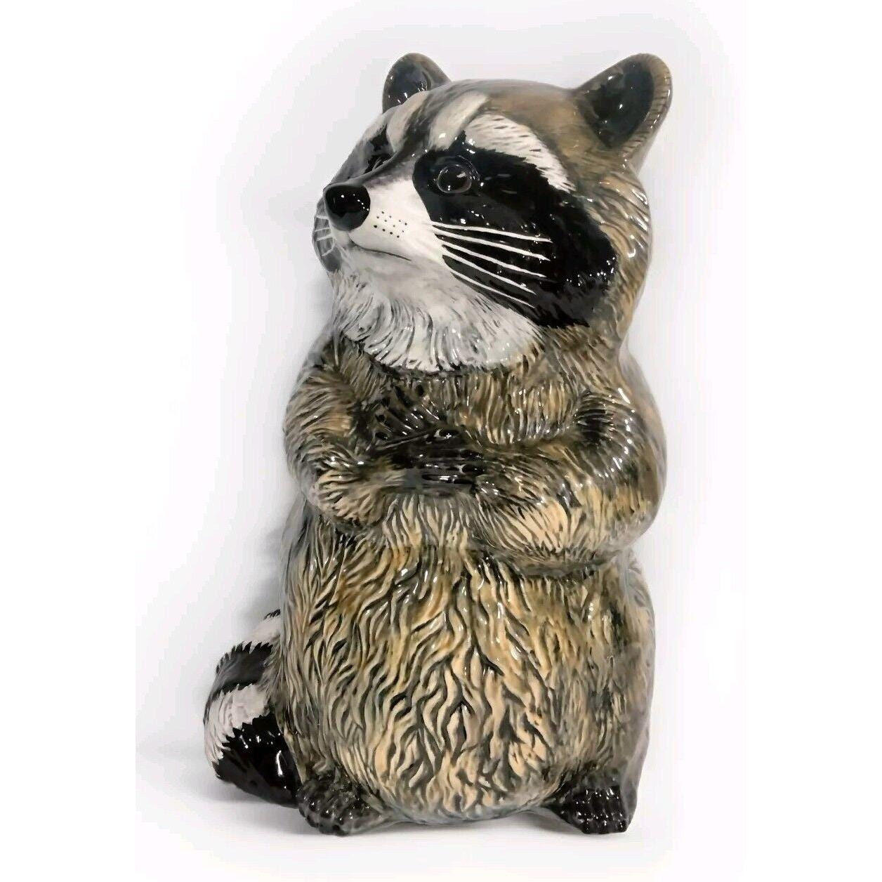Three Raccoon Statue Set of 3 Life Size Raccoon Statue Wildlife Rustic Cabin Farmhouse Decor ...
