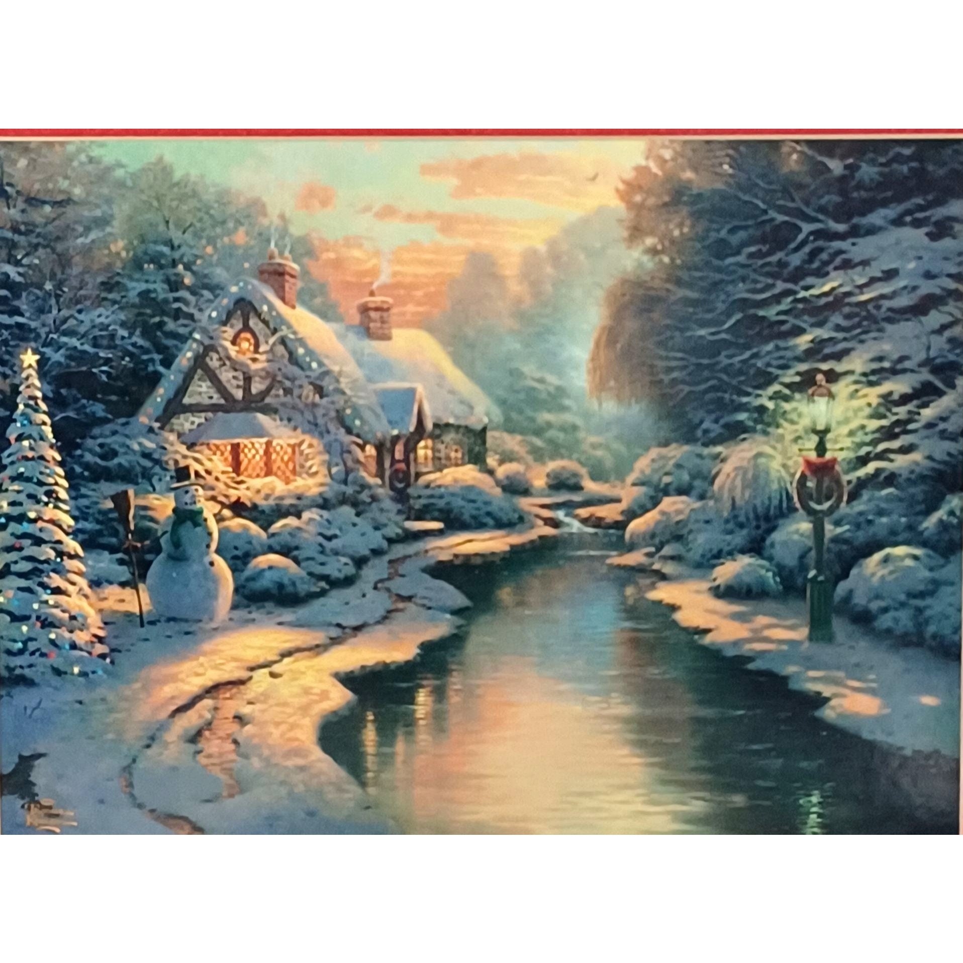 Thomas Kinkade Christmas Evening Painting Art Puzzle 20 X 20 1000 Pc
