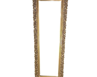 Vintage 49.5 X 18  Gold Ornate Full Length Hollywood Regency Syroco Wall Mirror