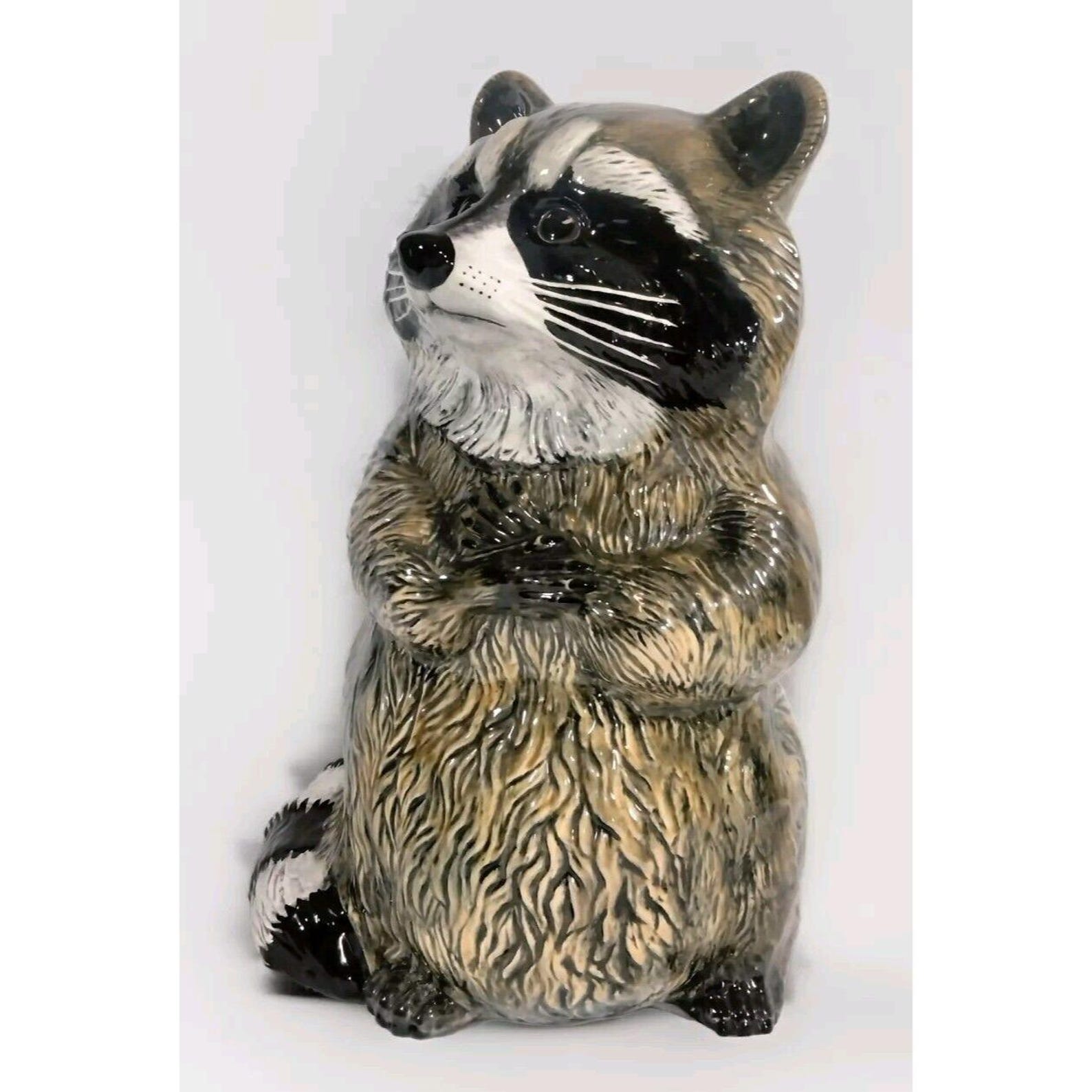 Set of 3 Life Size Raccoon Statue Wildlife Rustic Cabin Farmhouse Decor ...