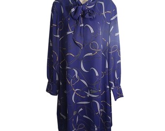 ann taylor gold dress NWT Retail 110 Large Purple Horsebit Chain Tassel Neck Tie Vintage WW Dresses