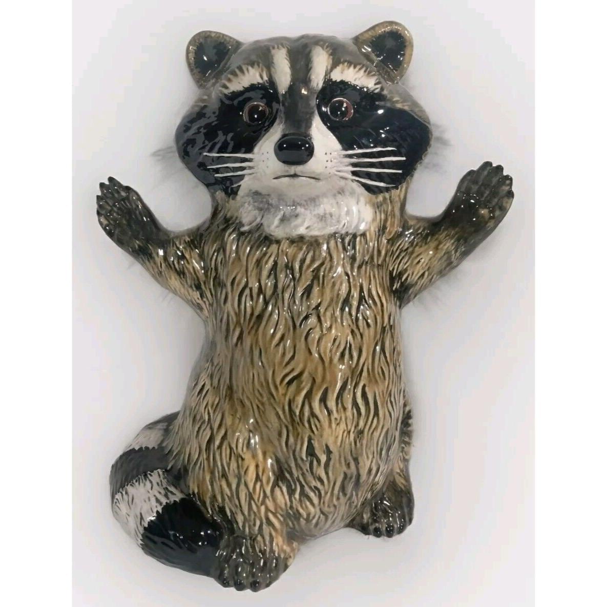 Set of 3 Life Size Raccoon Statue Wildlife Rustic Cabin Farmhouse Decor ...