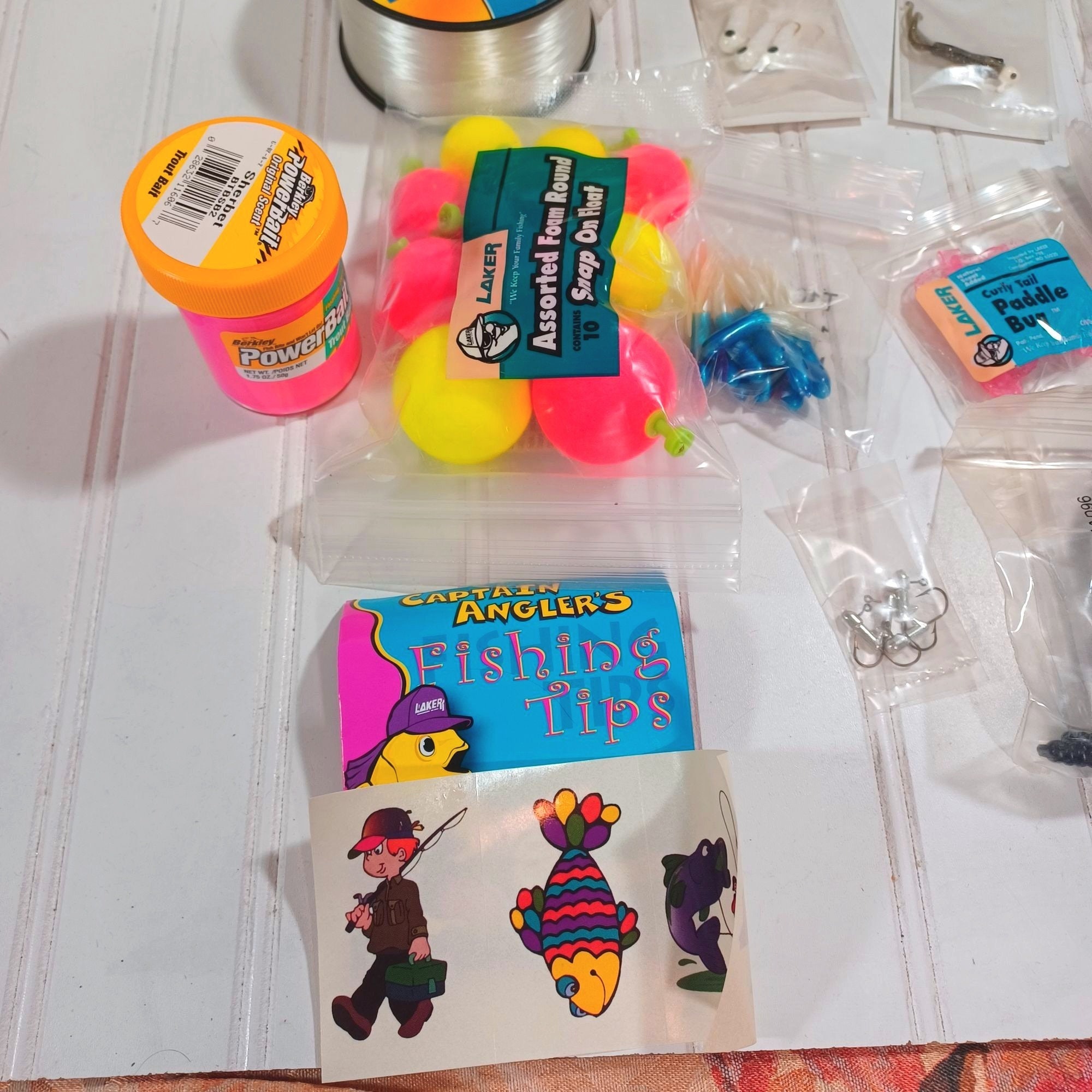 Coffre De Pêche Enfant Laker – Appâts Vintage Inutilisés, Lot Complet