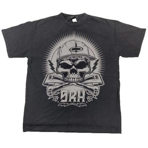 Vintage SRH Skull T Shirt Large Black Y2K Hip Hop Punk Skater