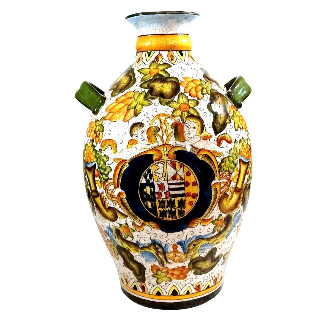 19 Antique Majolica Faience Pottery Wine Jug Vase Etsy