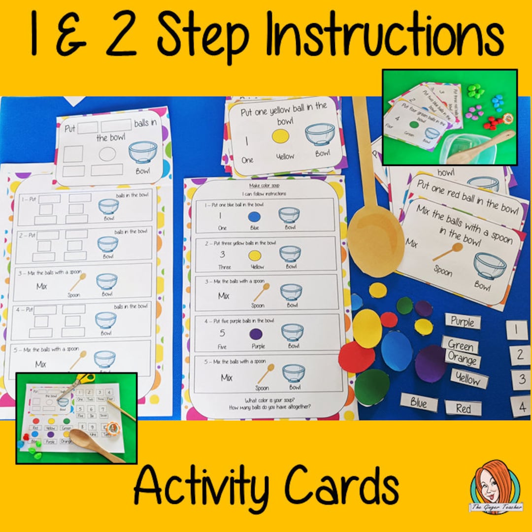 Following Instructions Activity Cards - Teaching Resources - Etsy