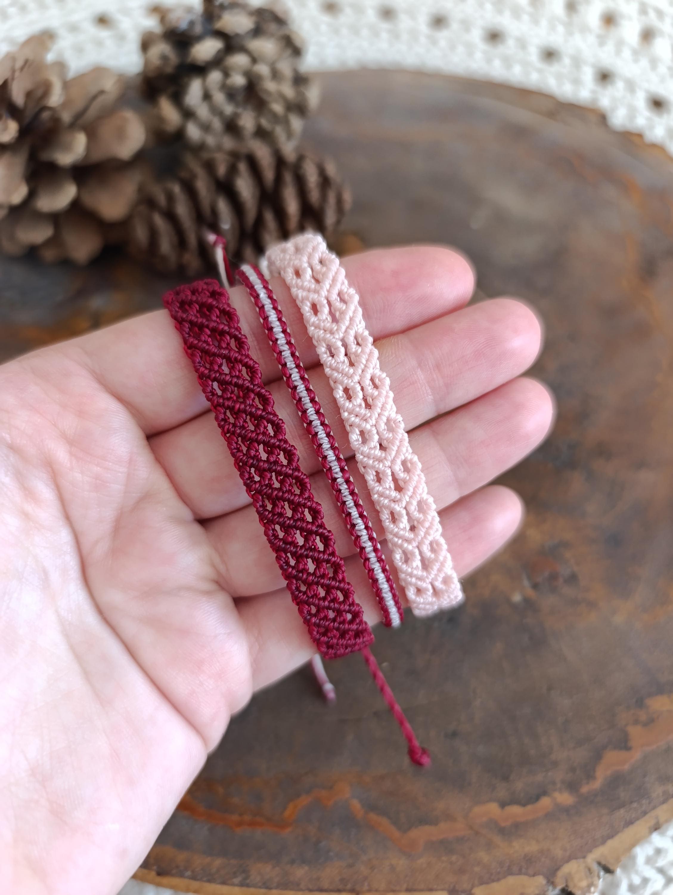 マクラメブレスレット3本セット - 色でカスタマイズ - ボヘミアン