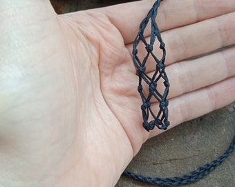 Macrame Cord Crystal Holder - Cage Pendant for Natural Stones of size 2-4 cm