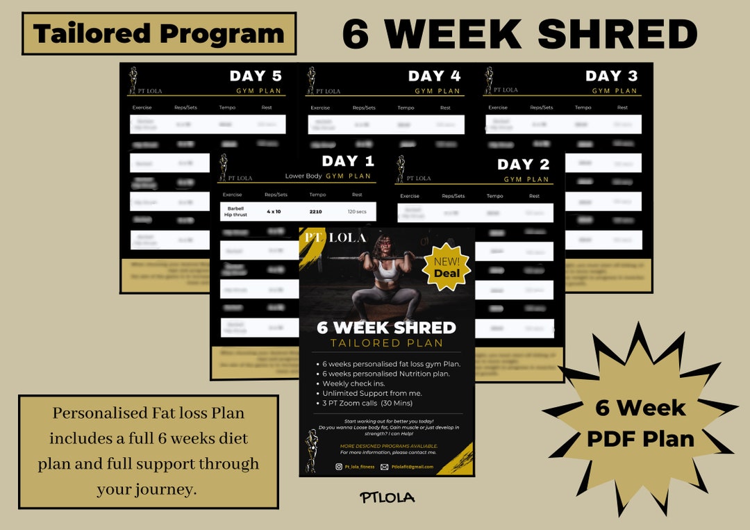 Personalized 6-week Fitness & Nutrition Plan (PDF Plan) - Etsy