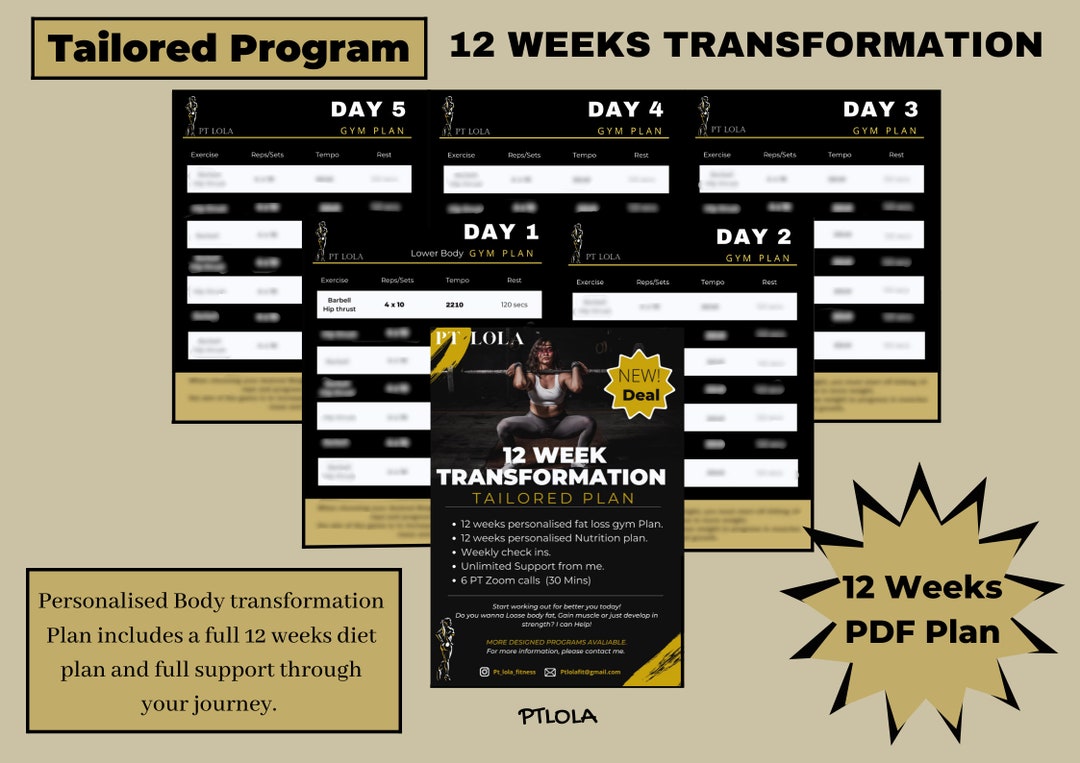 12-week Custom Fitness & Nutrition Plan: Personal Trainer Support (PDF ...