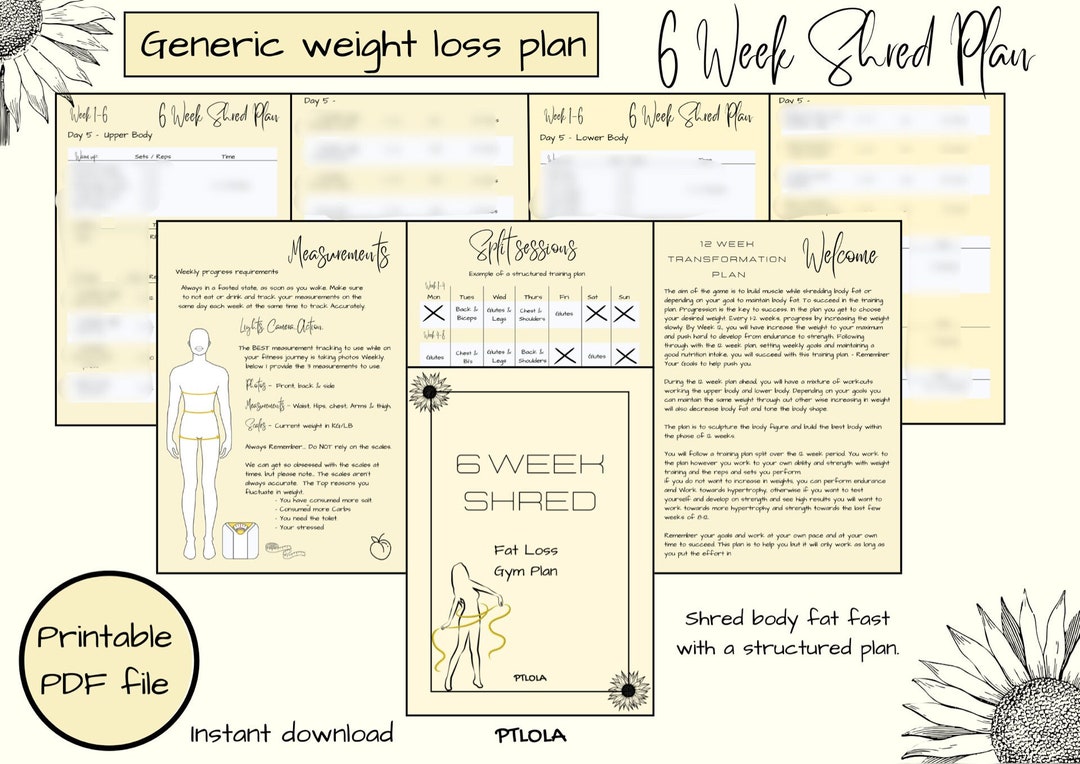 6 Week Shred Program.pdf Women's 6-week Shred Gym Plan: Fat Loss & Glute Workout (PDF Download ...
