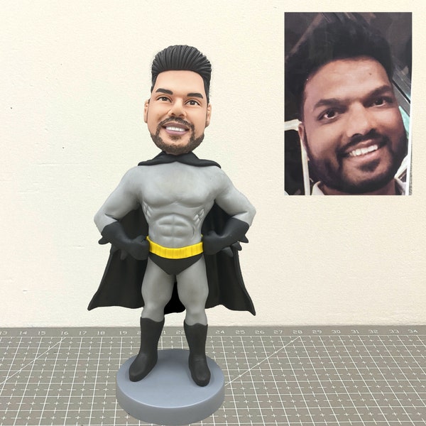 Birthday Gift Cake Toppers Custom Superhero Bobbleheads Personalized Superhero Figurines, Custom Superhero Sculpture for Father