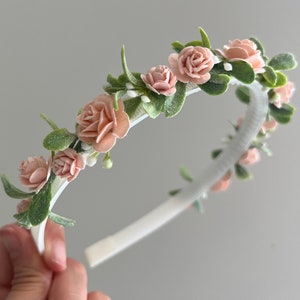 Peach Flower Girl Headband, Bridesmaid Headband, Floral Headband, flower girl, bridesmaid, occasion headband, peach headband