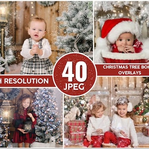 40 Christmas Tree Bokeh Overlay Bundle, Photography Overlay, Christmas Tree, Christmas Overlays, Realistic Overlay, Golden Christmas