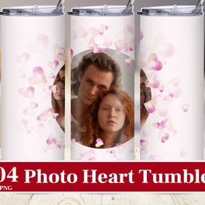 Frame Photo Tumbler Template, Love Photo Collage 20oz Skinny Tumbler, ValentineTumbler Wrap, Tumbler PNG Sublimation Design,Digital Download