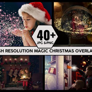40 Christmas Magic Overlays Bundle, Christmas Photoshop, Christmas Lights, Photo Overlays, Winter Overlays, Christmas Overlays