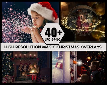 Christmas Photo Overlays Bundle, Magic Lights, Winter Effects (JPEG, 300 dpi)