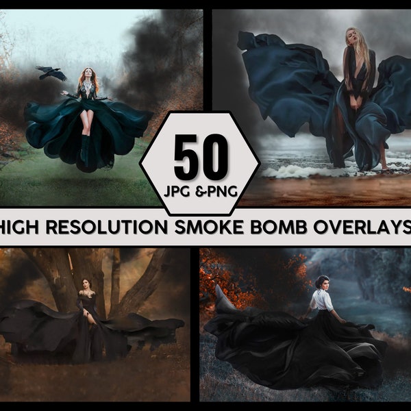 50 Black Smoke Bomb Overlay Bundle, Fog Overlays, Realistic Overlay, Photo Overlay, , Smoke Overlay, Coloured Powder, Magic Overlays