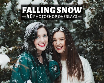 40 Falling Snow Overlays Bundle, Photoshop Overlays, Snowflake Overlays, Winter Overlays, Bokeh Snow Overlays, Snow Droplets