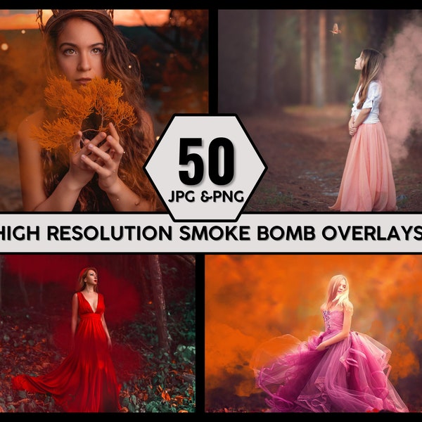 50 Colorful Smoke Bomb Overlay Bundle, Photo Overlays, Smoke Overlay, Photo Sessions, Smoke Bomb Photoshop, Photo Effect, Overlays