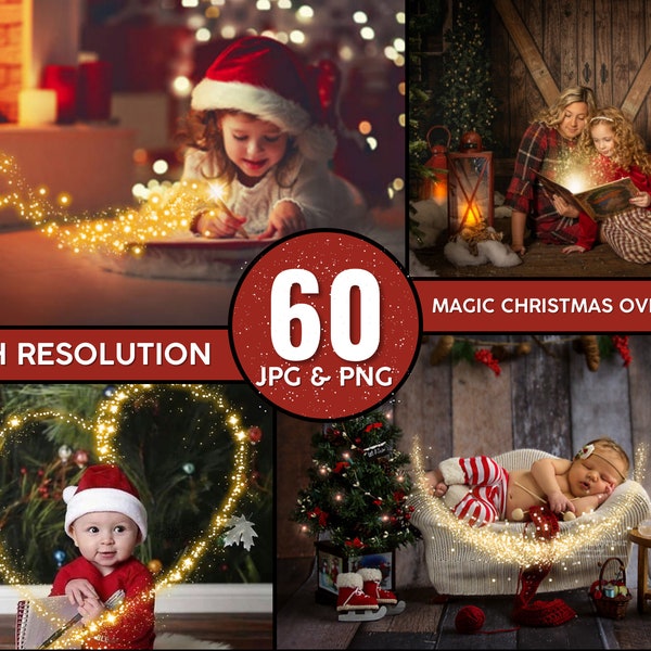 60 Magic Christmas overlays Bundle for Photoshop, Christmas Photoshop, Christmas Magic Overlays, Christmas Lights,Christmas Overlays